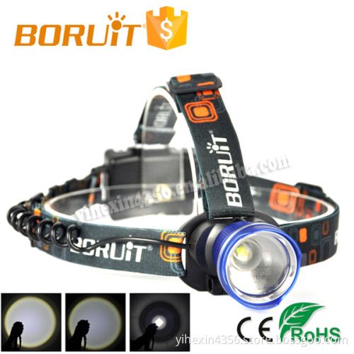 Boruit 2166 CREE XM-L T6 LED Headlamp 3-Mode Zoomable Head lights Blue 3xAA